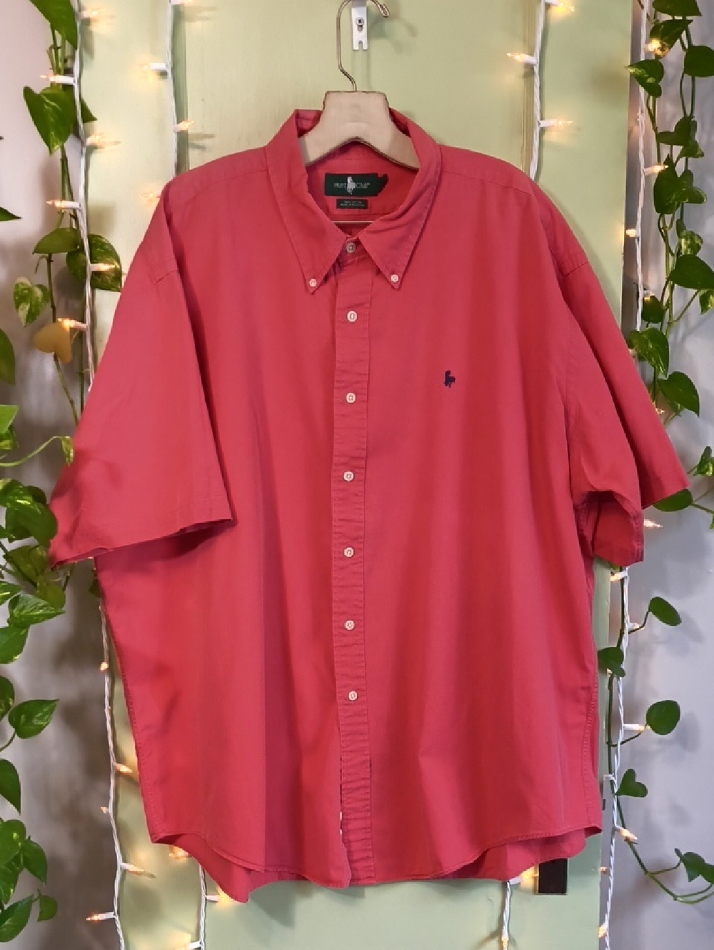 Men's Hunt Club Dusty Salmon Short Sleeve Button Up Shirt 3XL